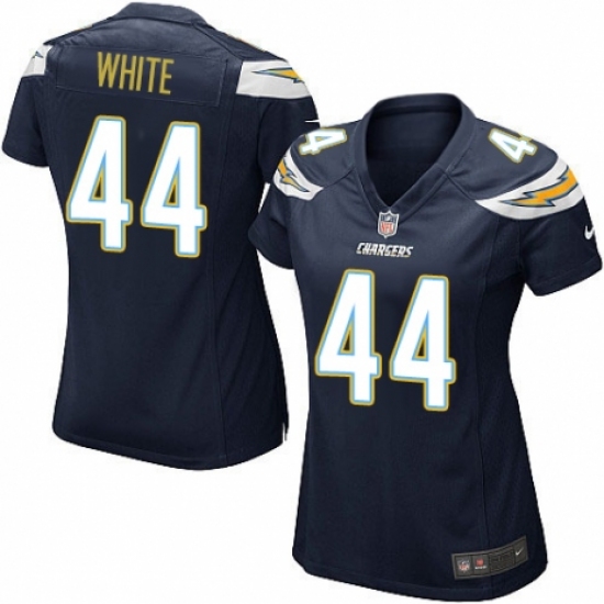 Women's Nike Los Angeles Chargers #44 Kyzir White Game Navy Blue Team Color NFL Jersey - Ujersey