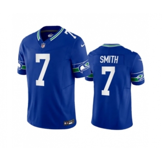 Men's Nike Seattle Seahawks #7 Geno Smith Royal 2023 F.U.S.E. Vapor Limited Throwback Stitched Jersey - Ujersey