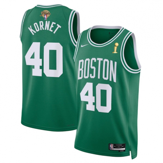 Men's Boston Celtics #40 Luke Kornet Kelly Green 2024 Finals Champions Icon Edition Stitched Basketball Jersey - Ujersey