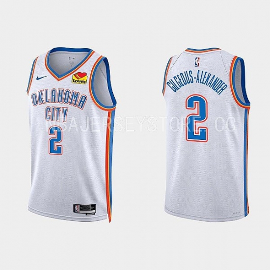 Men's Oklahoma City Thunder #2 Shai Gilgeous-Alexander Association Edition White Jersey - Ujersey