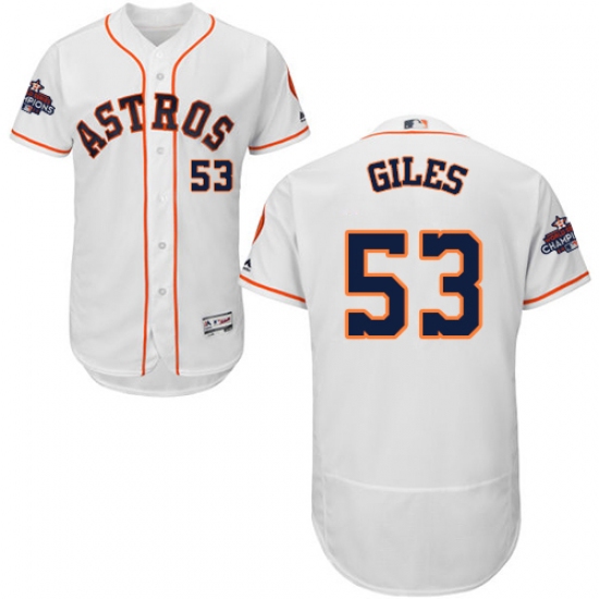 Men's Majestic Houston Astros #53 Ken Giles Authentic White Home 2017 World Series Champions Flex Base MLB Jersey - Ujersey