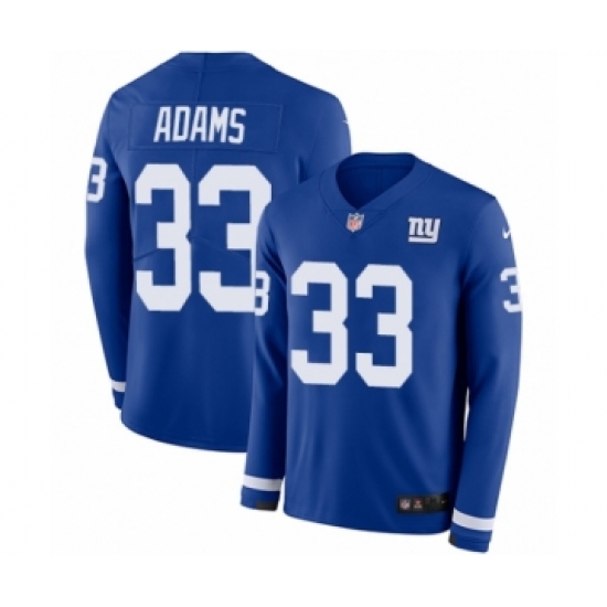 Youth Nike New York Giants #33 Andrew Adams Limited Royal Blue Therma Long Sleeve NFL Jersey - Ujersey