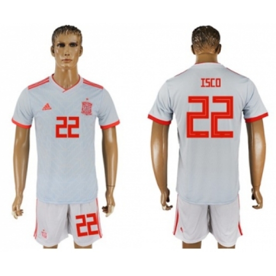 Spain #22 Isco Away Soccer Country Jersey