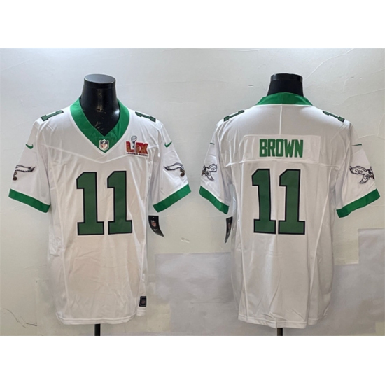 Men's Philadelphia Eagles #11 A.J. Brown White 2025 Super Bowl LIX F.U.S.E. Vapor Untouchable Limited Stitched Football Jersey - Ujersey