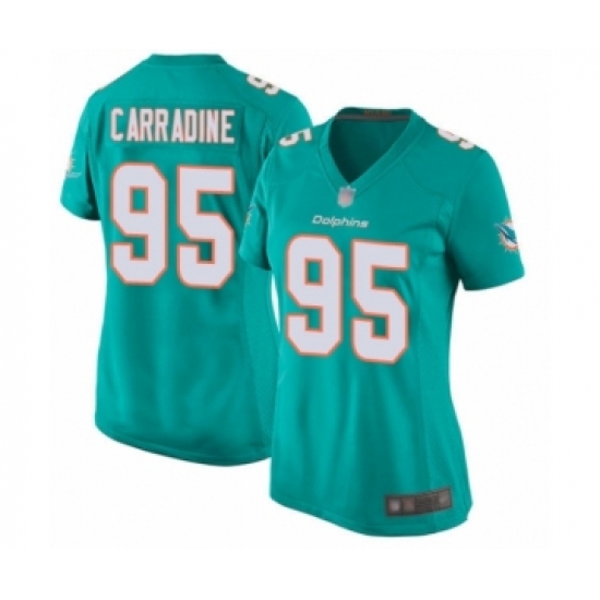 Women's Miami Dolphins #95 Tank Carradine Game Aqua Green Team Color Football Jersey - Ujersey