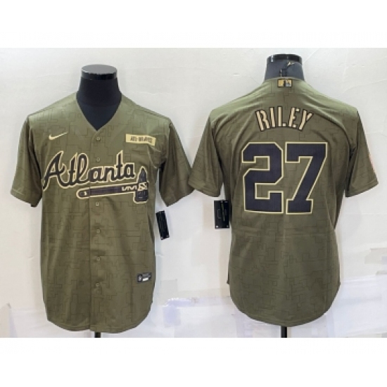 Men's Atlanta Braves #27 Austin Riley 2021 Olive Salute To Service Limited Stitched Jersey - Ujersey