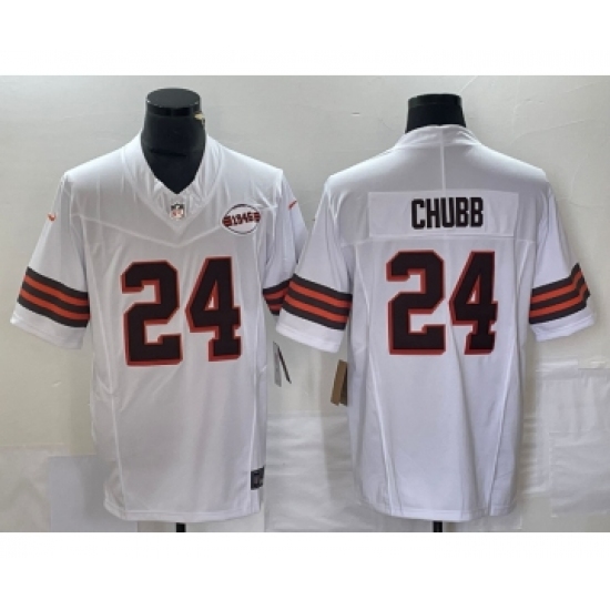 Men's Cleveland Browns #24 Nick Chubb 1946 White FUSE Vapor Stitched Nike Limited Jersey - Ujersey