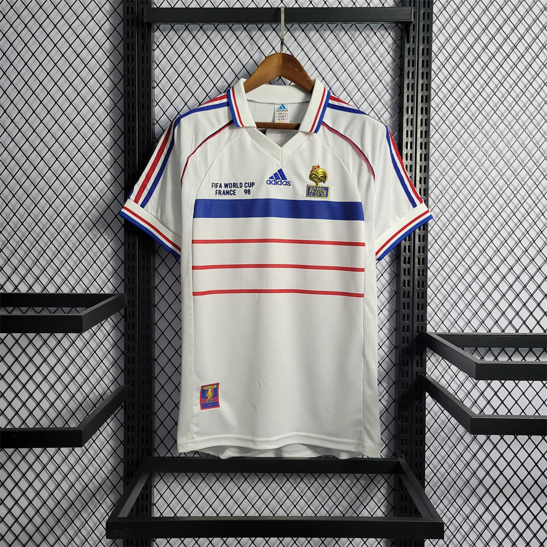 France Retro Soccer Jersey Away Custom Shirt World Cup 1998 - ujerseystore