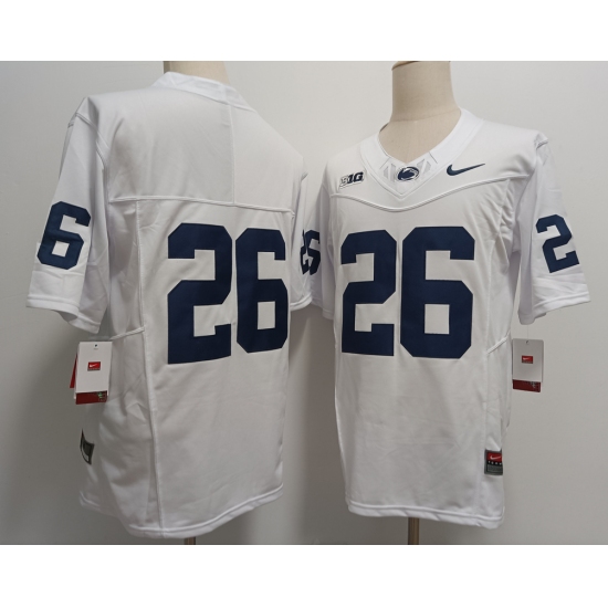 Men's Penn State Nittany Lions #26 Saquon Barkley Without Name White FUSE College Football Jersey - Ujersey