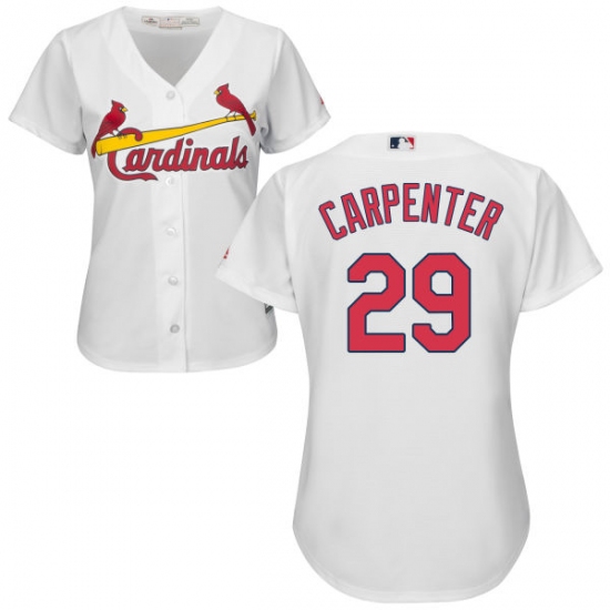 Women's Majestic St. Louis Cardinals #29 Chris Carpenter Replica White Home Cool Base MLB Jersey - Ujersey