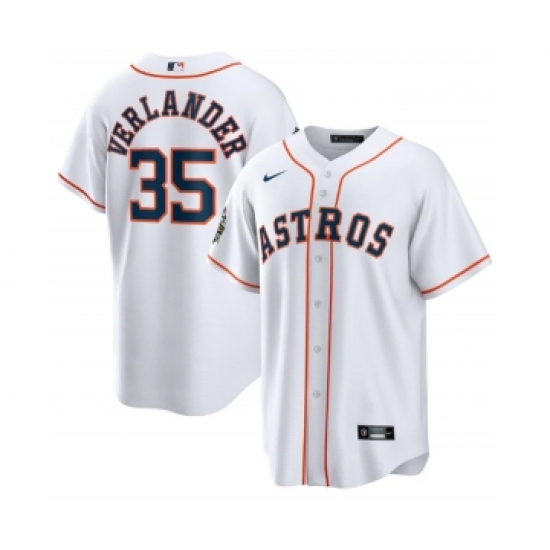 Men's Houston Astros #35 Justin Verlander White 2022 World Series Home Stitched Baseball Jersey - Ujersey
