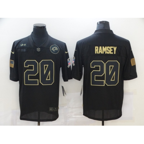 Men's Los Angeles Rams #20 Jalen Ramsey Black Nike 2020 Salute To Service Limited Jersey - Ujersey