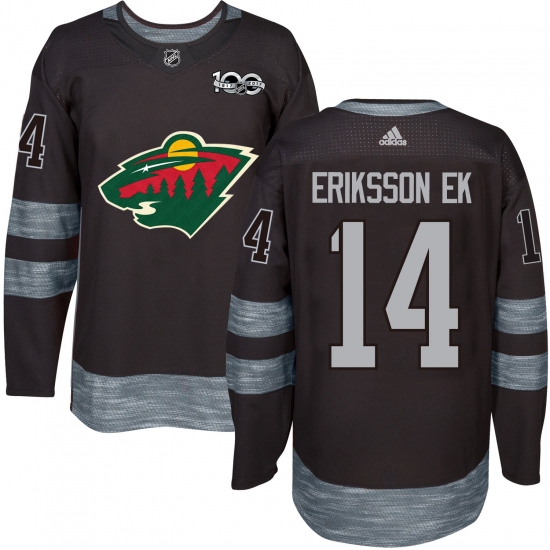 Men's Adidas Minnesota Wild #14 Joel Eriksson Ek Authentic Black 1917-2017 100th Anniversary NHL Jersey - Ujersey
