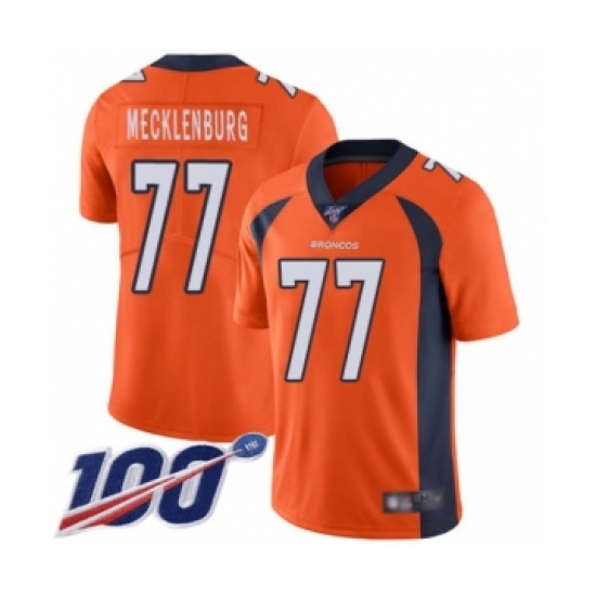 Men's Denver Broncos #77 Karl Mecklenburg Orange Team Color Vapor Untouchable Limited Player 100th Season Football Jersey - Ujersey