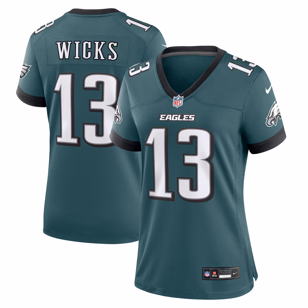 Women's Philadelphia Eagles Dontayvion Wicks Nike Midnight Green Team Game Jersey - Ujersey