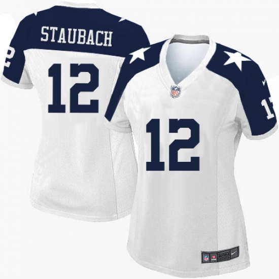 Women's Nike Dallas Cowboys #12 Roger Staubach Limited White Throwback Alternate NFL Jersey - Ujersey