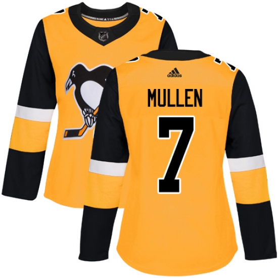Women's Adidas Pittsburgh Penguins #7 Joe Mullen Authentic Gold Alternate NHL Jersey - Ujersey