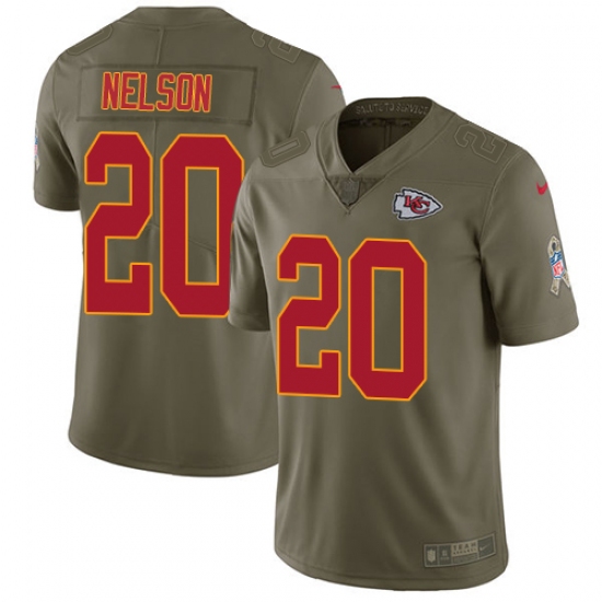 Men's Nike Kansas City Chiefs #20 Steven Nelson Limited Olive 2017 Salute to Service NFL Jersey