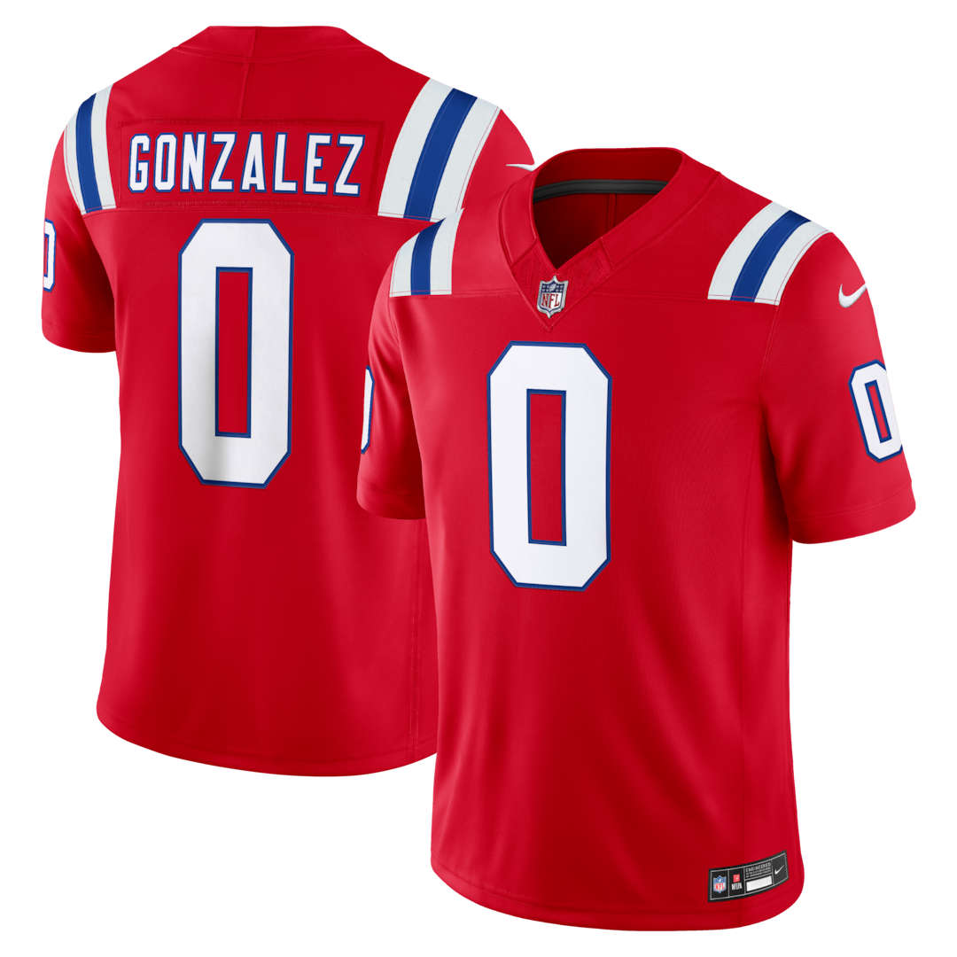 Men's New England Patriots Christian Gonzalez Nike Red Alternate Vapor F.U.S.E. Stitched Limited Jersey - SUjersey01