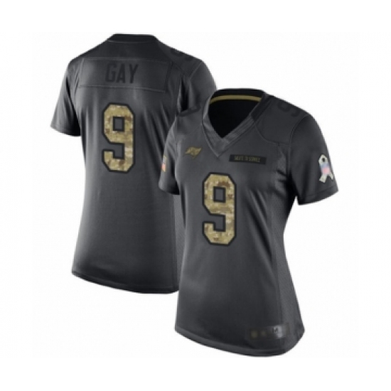 Women's Tampa Bay Buccaneers #9 Matt Gay Limited Black 2016 Salute to Service Football Jersey - Ujersey