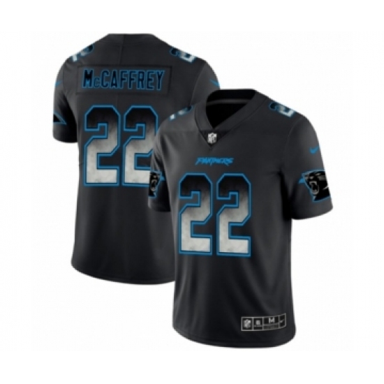 Men's Carolina Panthers #22 Christian McCaffrey Black Smoke Fashion Limited Jersey - Ujersey