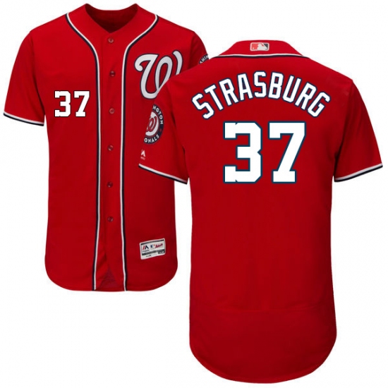 Men's Majestic Washington Nationals #37 Stephen Strasburg Red Alternate Flex Base Authentic Collection MLB Jersey - Ujersey