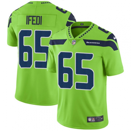 Youth Nike Seattle Seahawks #65 Germain Ifedi Limited Green Rush Vapor Untouchable NFL Jersey - Ujersey