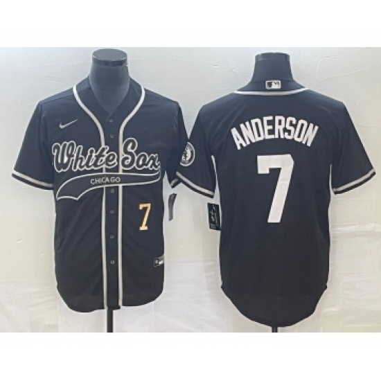 Men's Chicago White Sox #7 Tim Anderson Number Black Cool Base Stitched Baseball Jersey - Ujersey