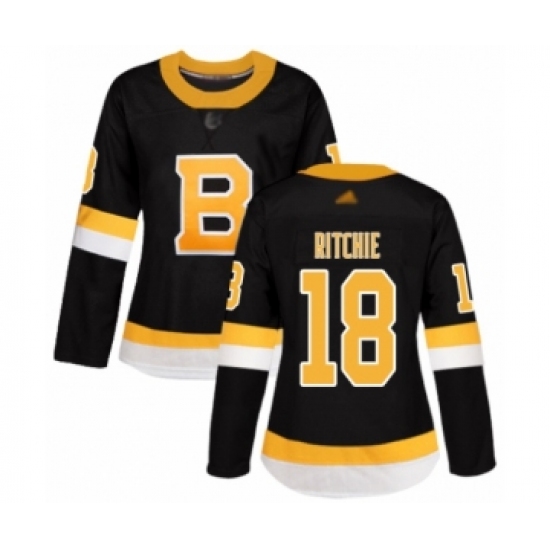 Women's Boston Bruins #18 Brett Ritchie Authentic Black Alternate Hockey Jersey - Ujersey
