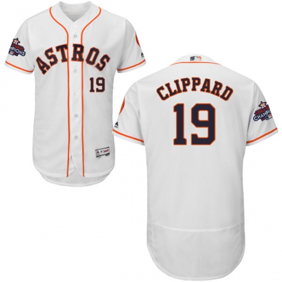 Men's Majestic Houston Astros #19 Tyler Clippard Authentic White Home 2017 World Series Champions Flex Base MLB Jersey - Ujersey