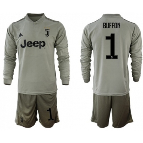 Juventus #1 Buffon Away Long Sleeves Soccer Club Jersey
