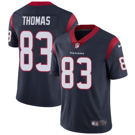 Men's Nike Houston Texans #83 Jordan Thomas Navy Blue Team Color Vapor Untouchable Limited Player NFL Jersey - Ujersey
