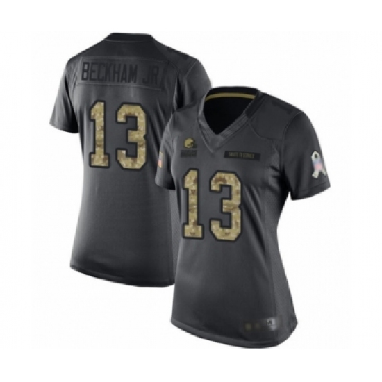 Women's Odell Beckham Jr. Limited Black Nike Jersey NFL Cleveland Browns #13 2016 Salute to Service - Ujersey