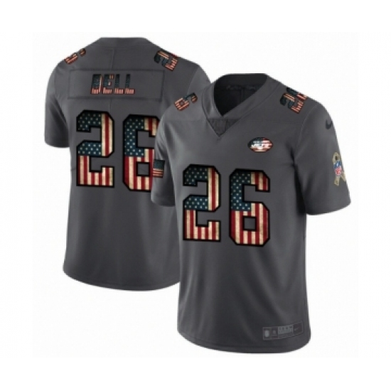 Men's New York Jets #26 Le'Veon Bell Limited Black USA Flag 2019 Salute To Service Football Jersey - Ujersey