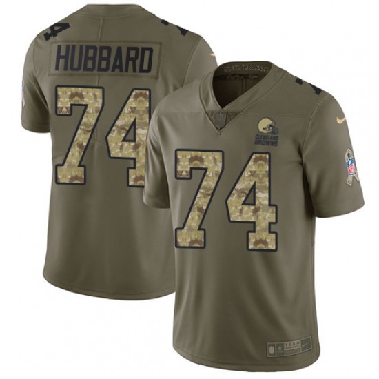 Men's Nike Cleveland Browns #74 Chris Hubbard Limited Olive Camo 2017 Salute to Service NFL Jersey - Ujersey