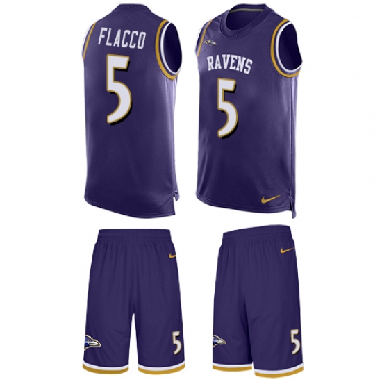 Men's Nike Baltimore Ravens #5 Joe Flacco Limited Purple Tank Top Suit NFL Jersey - Ujersey
