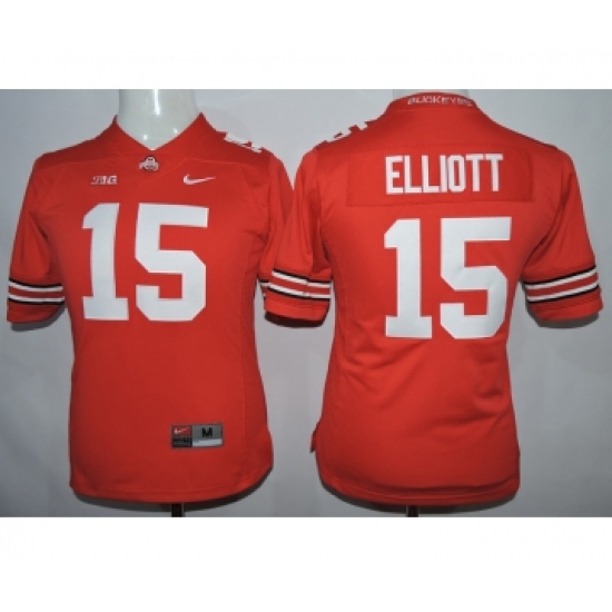 Ohio State Buckeyes 15 Ezekiel Elliott Red College Women Jersey - Ujersey