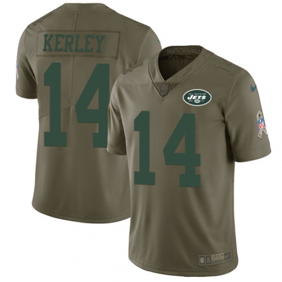 Men's Nike New York Jets #14 Jeremy Kerley Limited Olive 2017 Salute to Service NFL Jersey - Ujersey