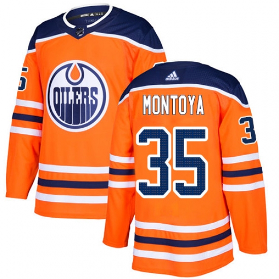 Youth Adidas Edmonton Oilers #35 Al Montoya Authentic Orange Home NHL Jersey - Ujersey