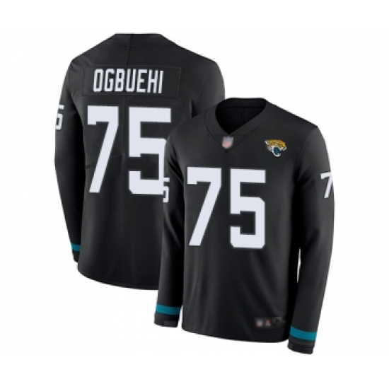 Youth Jacksonville Jaguars #75 Cedric Ogbuehi Limited Black Therma Long Sleeve Football Jersey - Ujersey