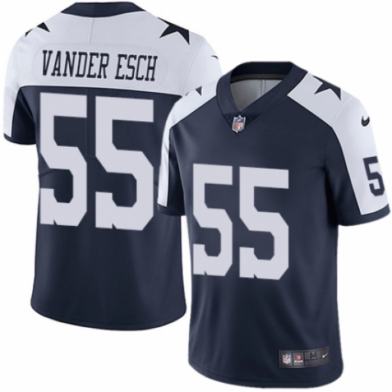 Men's Nike Dallas Cowboys #55 Leighton Vander Esch Navy Blue Throwback Alternate Vapor Untouchable Limited Player NFL Jersey - Ujersey