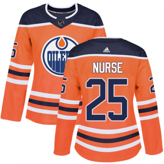 Women's Adidas Edmonton Oilers #25 Darnell Nurse Authentic Orange Home NHL Jersey - Ujersey