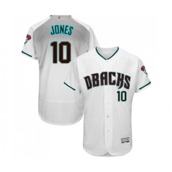 Men's Arizona Diamondbacks #10 Adam Jones White Teal Alternate Authentic Collection Flex Base Baseball Jersey - Ujersey