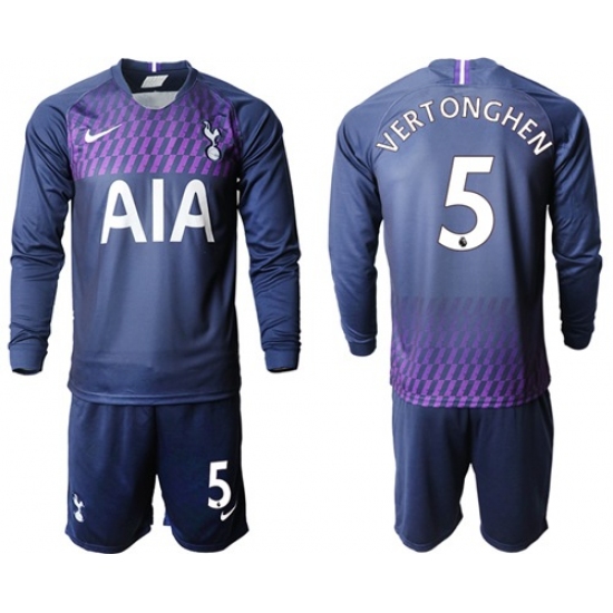 Tottenham Hotspur #5 Vertonghen Away Long Sleeves Soccer Club Jersey
