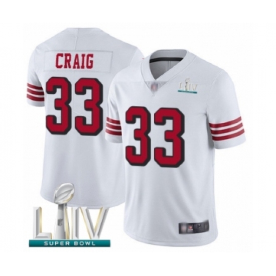 Youth San Francisco 49ers #33 Roger Craig Limited White Rush Vapor Untouchable Super Bowl LIV Bound Football Jersey - Ujersey
