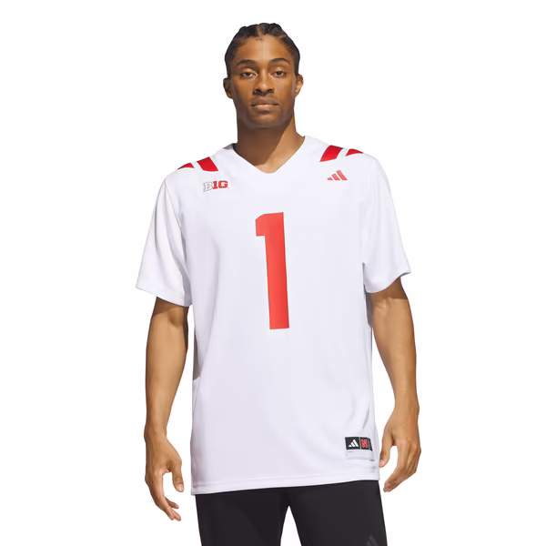 Men's adidas #1 White Nebraska Huskers Away Premier Football Jersey - U-jersey