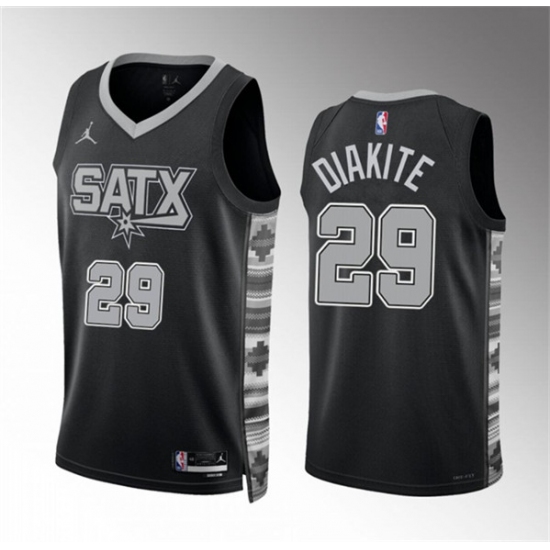 Men's San Antonio Spurs #29 Mamadi Diakite Black Statement Edition Stitched Basketball Jersey - Ujersey