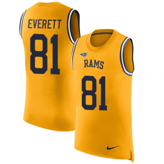 Men's Nike Los Angeles Rams #81 Gerald Everett Limited Gold Rush Player Name & Number Tank Top NFL Jersey - Ujersey