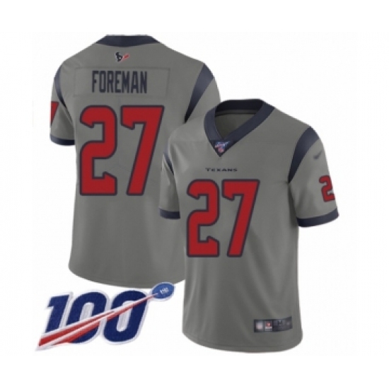 Youth Houston Texans #27 D'Onta Foreman Limited Gray Inverted Legend 100th Season Football Jersey - Ujersey