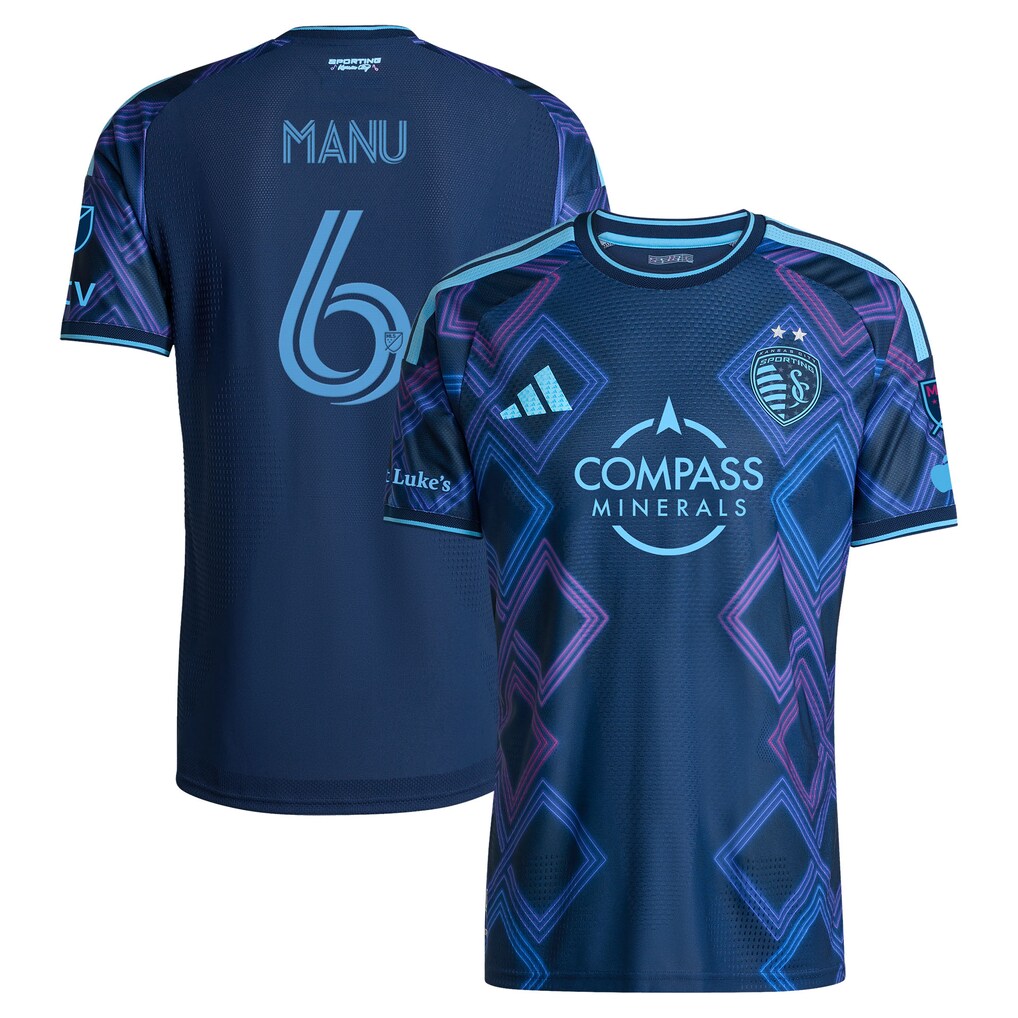 Men's Sporting Kansas City Manu García adidas Blue 2026 The 18th & Vine Kit On-Field Authentic Patch Jersey - Ujersey